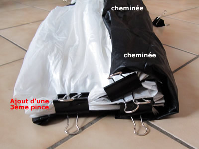 pliage du parachute de vol libre : pinces à l'apex